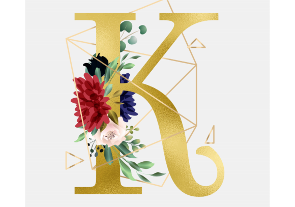 Alphabet K Floral Wreath Golden Foil: A Versatile Design for Creative Projects