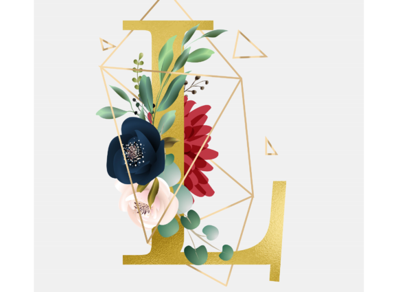 Alphabet L Floral Wreath Golden Foil: A Versatile Design for Creative Projects