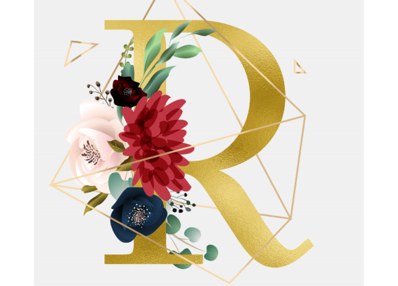 Alphabet R Floral Wreath Golden Foil: A Versatile and Elegant Design Element