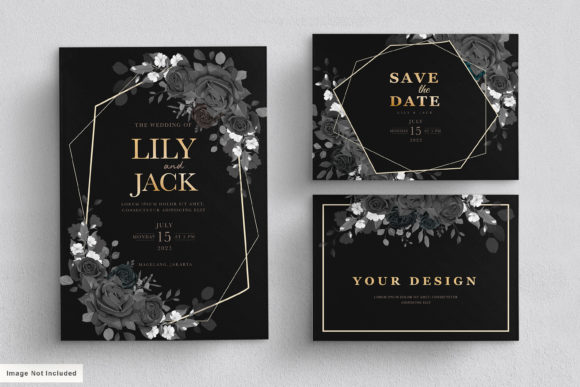 Black Wedding Card Set with Floral: A Stylish Choice for Your Special Day