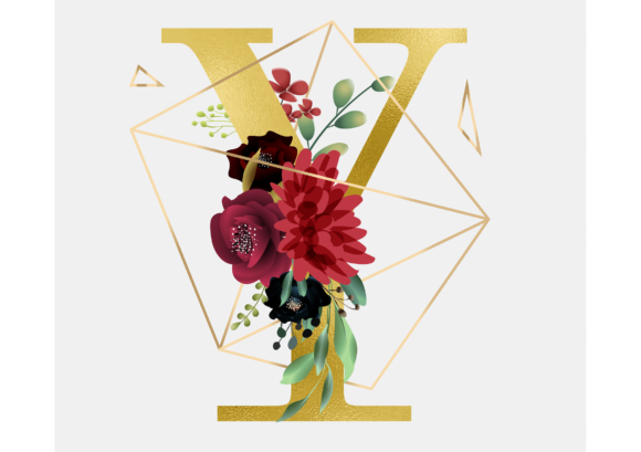 Discover the Elegance of Alphabet Y Floral Wreath Golden Foil