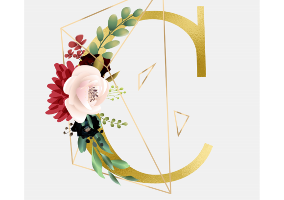 Enhance Your Designs with C Floral Wreath Golden Foil