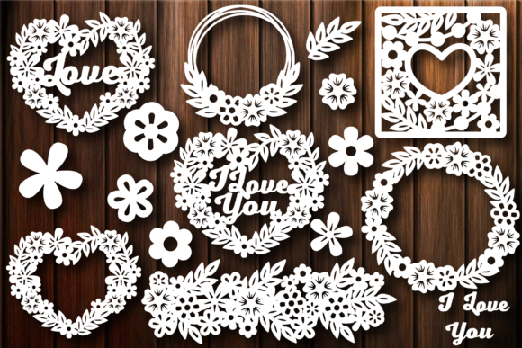 Heart SVG, Floral Frame Cutting Template