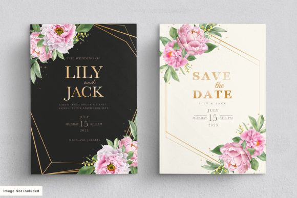 Peonies Floral Wedding Card Set: Elegant Invitations
