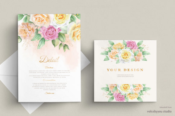 Stunning Floral Wedding Card Set for Your Special Day