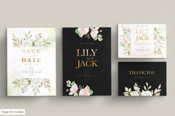 Stunning Floral Wedding Invitation Card Set